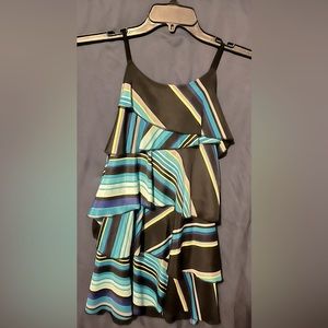 Worthington Ruffle front dress shirt to hide your “trouble areas”